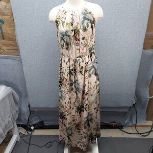 Maxi Sleeveless Macaw Floral Wildlife Print Lined Vacation